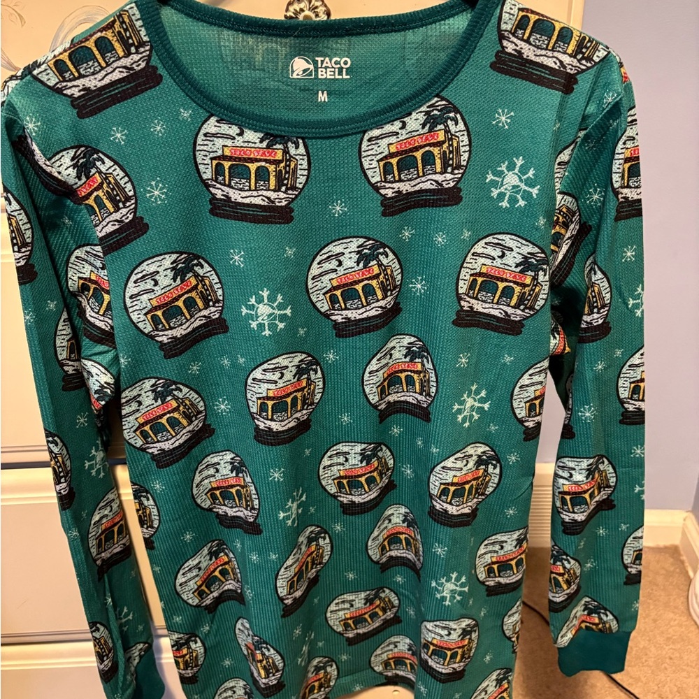 Blue Snow Globe Pajama Top